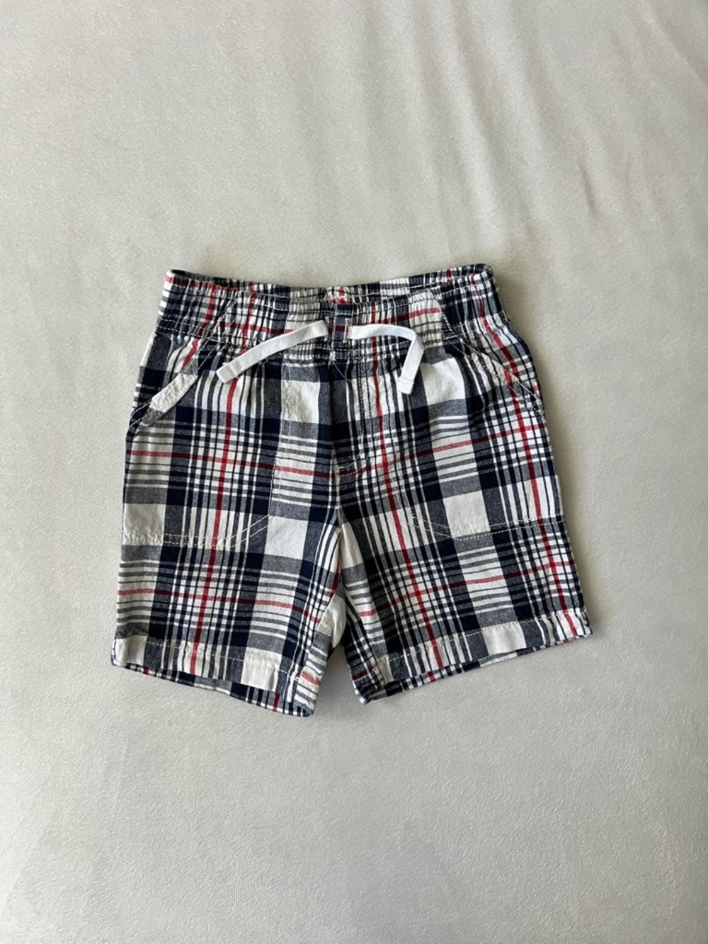 jumping beans Navy, White & Red Plaid Cotton Shorts